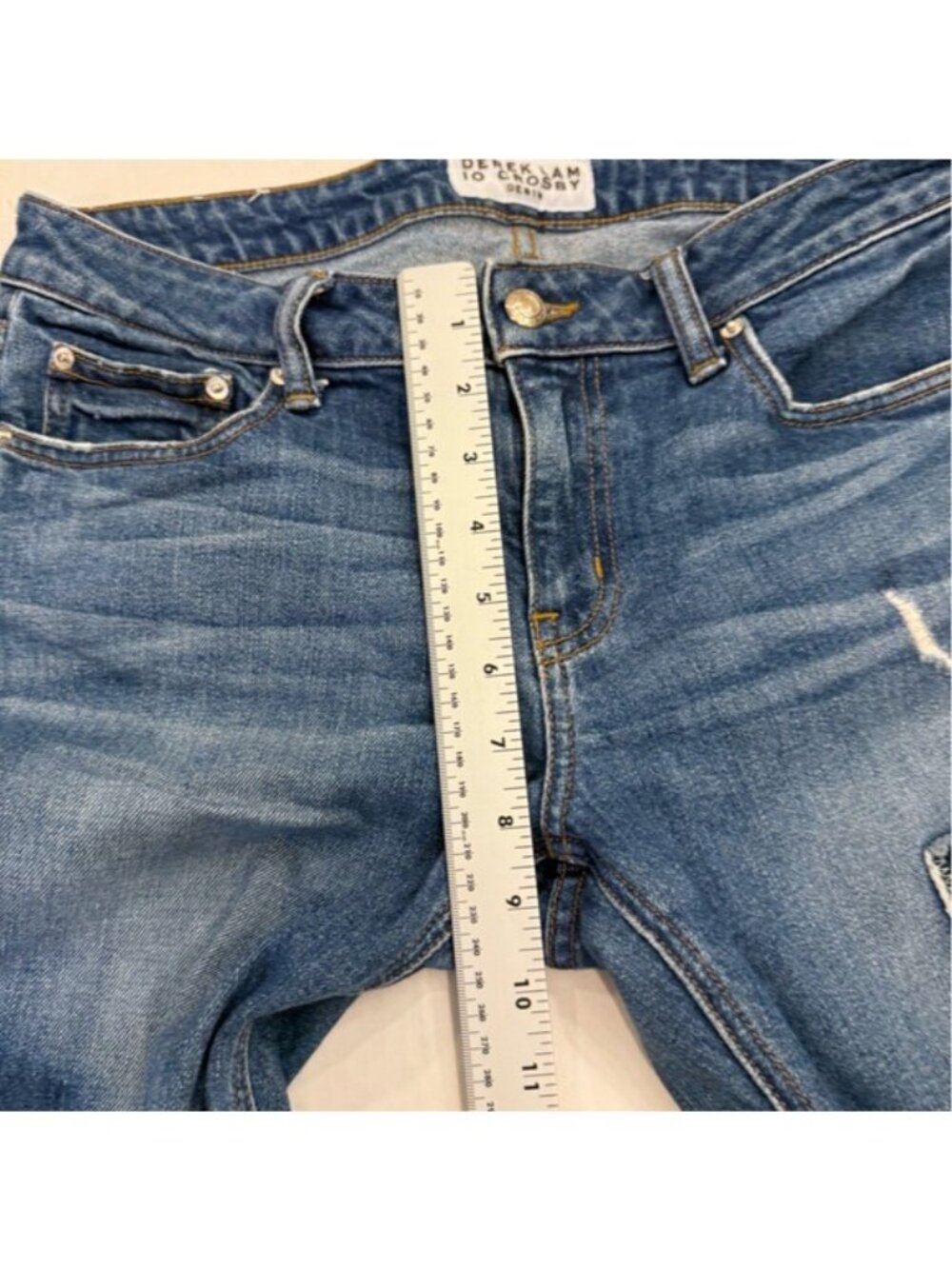 Derek Lam 10 Crosby Gia Mid-Rise Cropped Flare Jeans Blue Denim Size 28 Waist - Picture 13 of 14
